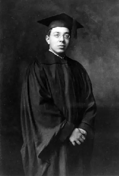 Norbert Wiener as a young man in graduation cap and gown