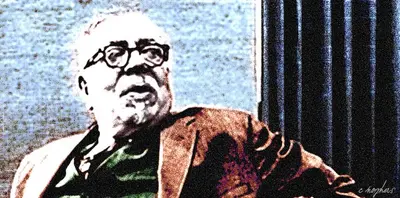 Oh Really — stylized painting of older Wiener with skeptical expression in warm tones