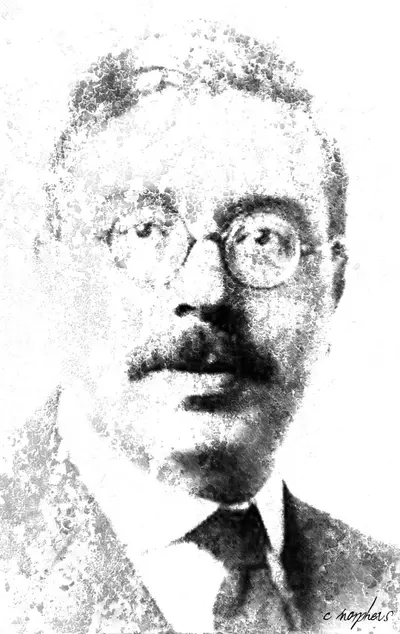 Young Man Variations — monoprint-style portrait of young Wiener dissolving into texture