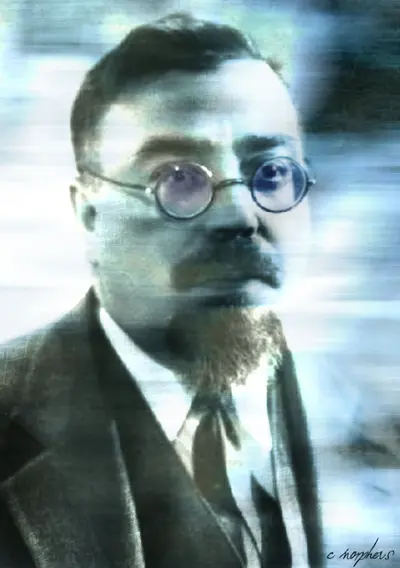 Youthful Slow Shutter — blue-toned portrait of young Wiener with motion blur effect